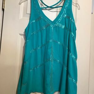 Green iridescent sequined top